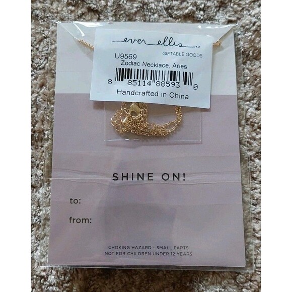 Aries Zodiac Bar Necklace 18K Gold Plated Ever Ellis 16" March 21 - April 19 - Picture 2 of 2